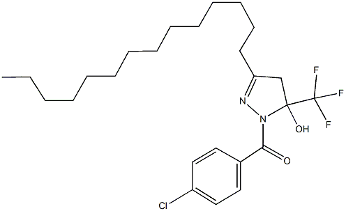 1-(4-chlorobenzoyl)-3-tetradecyl-5-(trifluoromethyl)-4,5-dihydro-1H-pyrazol-5-ol Struktur