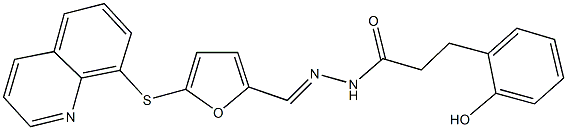 3-(2-hydroxyphenyl)-N'-{[5-(8-quinolinylsulfanyl)-2-furyl]methylene}propanohydrazide Struktur