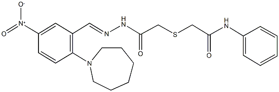 2-{[2-(2-{2-(1-azepanyl)-5-nitrobenzylidene}hydrazino)-2-oxoethyl]sulfanyl}-N-phenylacetamide Struktur