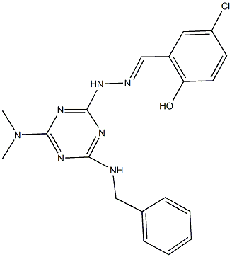 5-chloro-2-hydroxybenzaldehyde [4-(benzylamino)-6-(dimethylamino)-1,3,5-triazin-2-yl]hydrazone Struktur