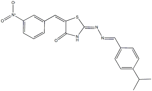 4-isopropylbenzaldehyde (5-{3-nitrobenzylidene}-4-oxo-1,3-thiazolidin-2-ylidene)hydrazone Struktur