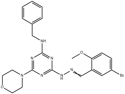 5-bromo-2-methoxybenzaldehyde [4-(benzylamino)-6-(4-morpholinyl)-1,3,5-triazin-2-yl]hydrazone Struktur