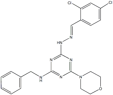 2,4-dichlorobenzaldehyde [4-(benzylamino)-6-(4-morpholinyl)-1,3,5-triazin-2-yl]hydrazone Struktur