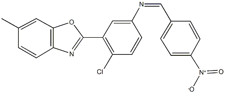 2-[2-chloro-5-({4-nitrobenzylidene}amino)phenyl]-6-methyl-1,3-benzoxazole Struktur