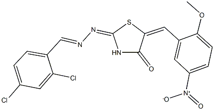 2,4-dichlorobenzaldehyde (5-{5-nitro-2-methoxybenzylidene}-4-oxo-1,3-thiazolidin-2-ylidene)hydrazone Struktur