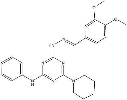 3,4-dimethoxybenzaldehyde [4-anilino-6-(1-piperidinyl)-1,3,5-triazin-2-yl]hydrazone Struktur