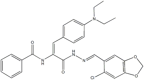 N-{1-({2-[(6-chloro-1,3-benzodioxol-5-yl)methylene]hydrazino}carbonyl)-2-[4-(diethylamino)phenyl]vinyl}benzamide Struktur