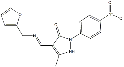 4-{[(2-furylmethyl)imino]methyl}-2-{4-nitrophenyl}-5-methyl-1,2-dihydro-3H-pyrazol-3-one Struktur