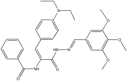 N-(2-[4-(diethylamino)phenyl]-1-{[2-(3,4,5-trimethoxybenzylidene)hydrazino]carbonyl}vinyl)benzamide Struktur