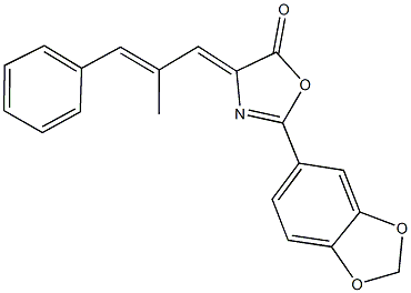 2-(1,3-benzodioxol-5-yl)-4-(2-methyl-3-phenyl-2-propenylidene)-1,3-oxazol-5(4H)-one Struktur