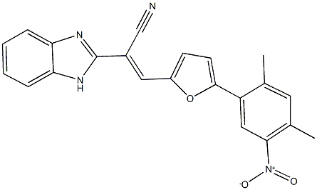 2-(1H-benzimidazol-2-yl)-3-(5-{5-nitro-2,4-dimethylphenyl}-2-furyl)acrylonitrile Struktur