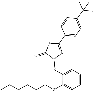 2-(4-tert-butylphenyl)-4-[2-(hexyloxy)benzylidene]-1,3-oxazol-5(4H)-one Struktur