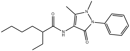 N-(1,5-dimethyl-3-oxo-2-phenyl-2,3-dihydro-1H-pyrazol-4-yl)-2-ethylhexanamide Struktur