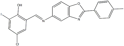 4-chloro-2-iodo-6-({[2-(4-methylphenyl)-1,3-benzoxazol-5-yl]imino}methyl)phenol Struktur