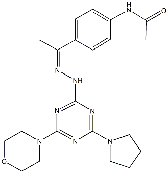 N-(4-{N-[4-(4-morpholinyl)-6-(1-pyrrolidinyl)-1,3,5-triazin-2-yl]ethanehydrazonoyl}phenyl)acetamide Struktur