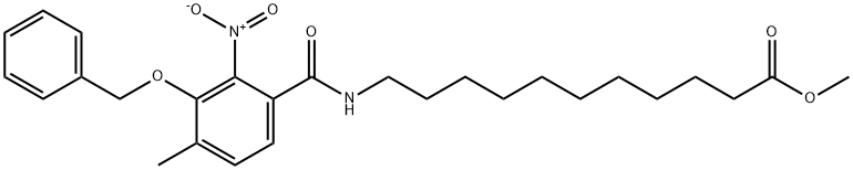 methyl 11-({3-(benzyloxy)-2-nitro-4-methylbenzoyl}amino)undecanoate Struktur