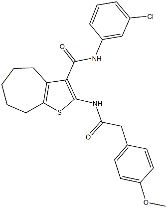 N-(3-chlorophenyl)-2-{[(4-methoxyphenyl)acetyl]amino}-5,6,7,8-tetrahydro-4H-cyclohepta[b]thiophene-3-carboxamide Struktur