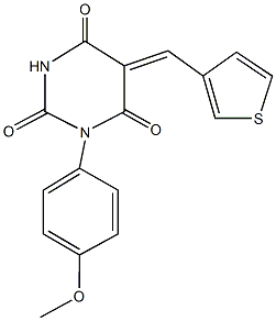 1-(4-methoxyphenyl)-5-(3-thienylmethylene)-2,4,6(1H,3H,5H)-pyrimidinetrione Struktur