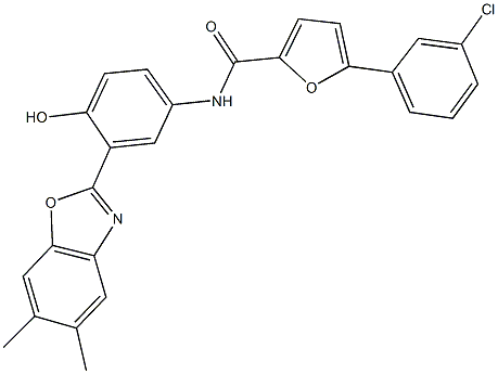 5-(3-chlorophenyl)-N-[3-(5,6-dimethyl-1,3-benzoxazol-2-yl)-4-hydroxyphenyl]-2-furamide Struktur