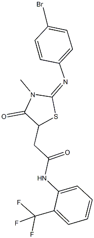 2-{2-[(4-bromophenyl)imino]-3-methyl-4-oxo-1,3-thiazolidin-5-yl}-N-[2-(trifluoromethyl)phenyl]acetamide Struktur