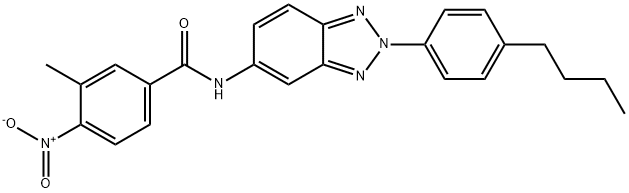 N-[2-(4-butylphenyl)-2H-1,2,3-benzotriazol-5-yl]-4-nitro-3-methylbenzamide Struktur