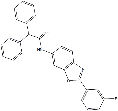 N-[2-(3-fluorophenyl)-1,3-benzoxazol-6-yl]-2,2-diphenylacetamide Struktur