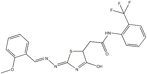 2-{4-hydroxy-2-[(2-methoxybenzylidene)hydrazono]-2,5-dihydro-1,3-thiazol-5-yl}-N-[2-(trifluoromethyl)phenyl]acetamide Struktur