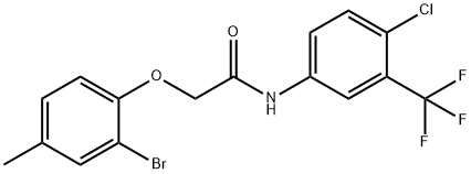 2-(2-bromo-4-methylphenoxy)-N-[4-chloro-3-(trifluoromethyl)phenyl]acetamide Struktur