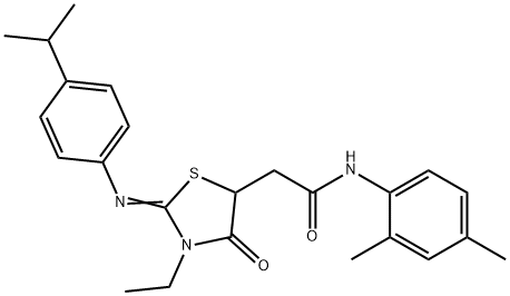 N-(2,4-dimethylphenyl)-2-{3-ethyl-2-[(4-isopropylphenyl)imino]-4-oxo-1,3-thiazolidin-5-yl}acetamide Struktur