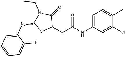 N-(3-chloro-4-methylphenyl)-2-{3-ethyl-2-[(2-fluorophenyl)imino]-4-oxo-1,3-thiazolidin-5-yl}acetamide Struktur