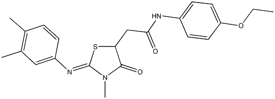 2-{2-[(3,4-dimethylphenyl)imino]-3-methyl-4-oxo-1,3-thiazolidin-5-yl}-N-(4-ethoxyphenyl)acetamide Struktur