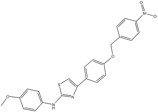 4-[4-({4-nitrobenzyl}oxy)phenyl]-2-(4-methoxyanilino)-1,3-thiazole Struktur