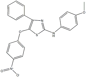 5-{4-nitrophenoxy}-2-(4-methoxyanilino)-4-phenyl-1,3-thiazole Struktur