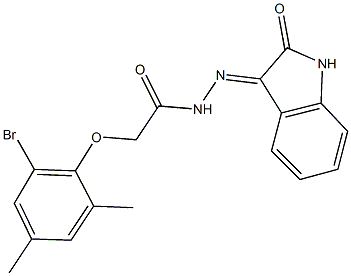 2-(2-bromo-4,6-dimethylphenoxy)-N'-(2-oxo-1,2-dihydro-3H-indol-3-ylidene)acetohydrazide Struktur