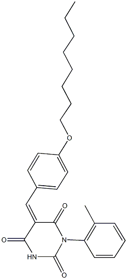 1-(2-methylphenyl)-5-[4-(octyloxy)benzylidene]-2,4,6(1H,3H,5H)-pyrimidinetrione Struktur