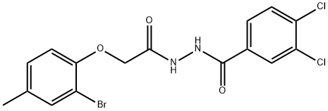 2-(2-bromo-4-methylphenoxy)-N'-(3,4-dichlorobenzoyl)acetohydrazide Struktur