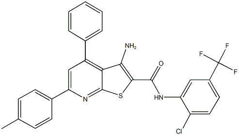 3-amino-N-[2-chloro-5-(trifluoromethyl)phenyl]-6-(4-methylphenyl)-4-phenylthieno[2,3-b]pyridine-2-carboxamide Struktur