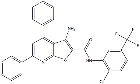 3-amino-N-[2-chloro-5-(trifluoromethyl)phenyl]-4,6-diphenylthieno[2,3-b]pyridine-2-carboxamide Struktur