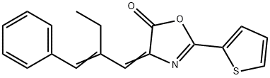 4-(2-ethyl-3-phenyl-2-propenylidene)-2-(2-thienyl)-1,3-oxazol-5(4H)-one Struktur