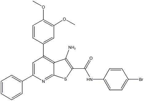 3-amino-N-(4-bromophenyl)-4-(3,4-dimethoxyphenyl)-6-phenylthieno[2,3-b]pyridine-2-carboxamide Struktur