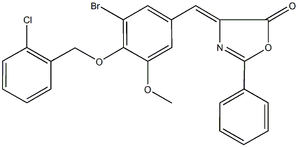 4-{3-bromo-4-[(2-chlorobenzyl)oxy]-5-methoxybenzylidene}-2-phenyl-1,3-oxazol-5(4H)-one Struktur