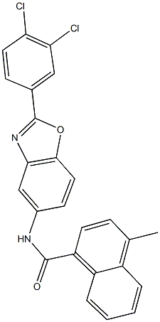 N-[2-(3,4-dichlorophenyl)-1,3-benzoxazol-5-yl]-4-methyl-1-naphthamide Struktur