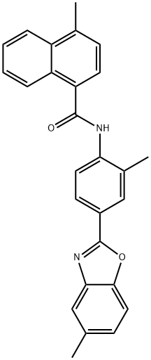 4-methyl-N-[2-methyl-4-(5-methyl-1,3-benzoxazol-2-yl)phenyl]-1-naphthamide Struktur