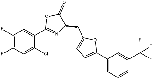 2-(2-chloro-4,5-difluorophenyl)-4-({5-[3-(trifluoromethyl)phenyl]-2-furyl}methylene)-1,3-oxazol-5(4H)-one Struktur