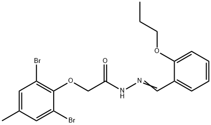 2-(2,6-dibromo-4-methylphenoxy)-N'-(2-propoxybenzylidene)acetohydrazide Struktur