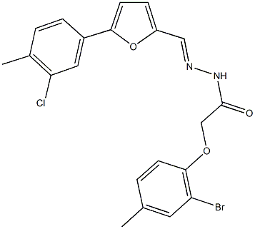 2-(2-bromo-4-methylphenoxy)-N'-{[5-(3-chloro-4-methylphenyl)-2-furyl]methylene}acetohydrazide Struktur