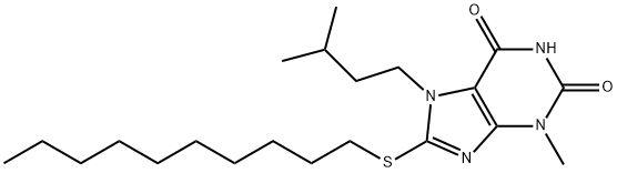 8-(decylsulfanyl)-7-isopentyl-3-methyl-3,7-dihydro-1H-purine-2,6-dione Struktur