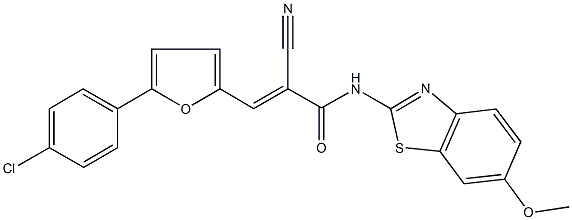 3-[5-(4-chlorophenyl)-2-furyl]-2-cyano-N-(6-methoxy-1,3-benzothiazol-2-yl)acrylamide Struktur