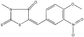 5-{3-nitro-4-methoxybenzylidene}-3-methyl-2-thioxo-1,3-thiazolidin-4-one Struktur