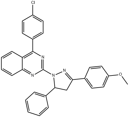 4-(4-chlorophenyl)-2-[3-(4-methoxyphenyl)-5-phenyl-4,5-dihydro-1H-pyrazol-1-yl]quinazoline Struktur